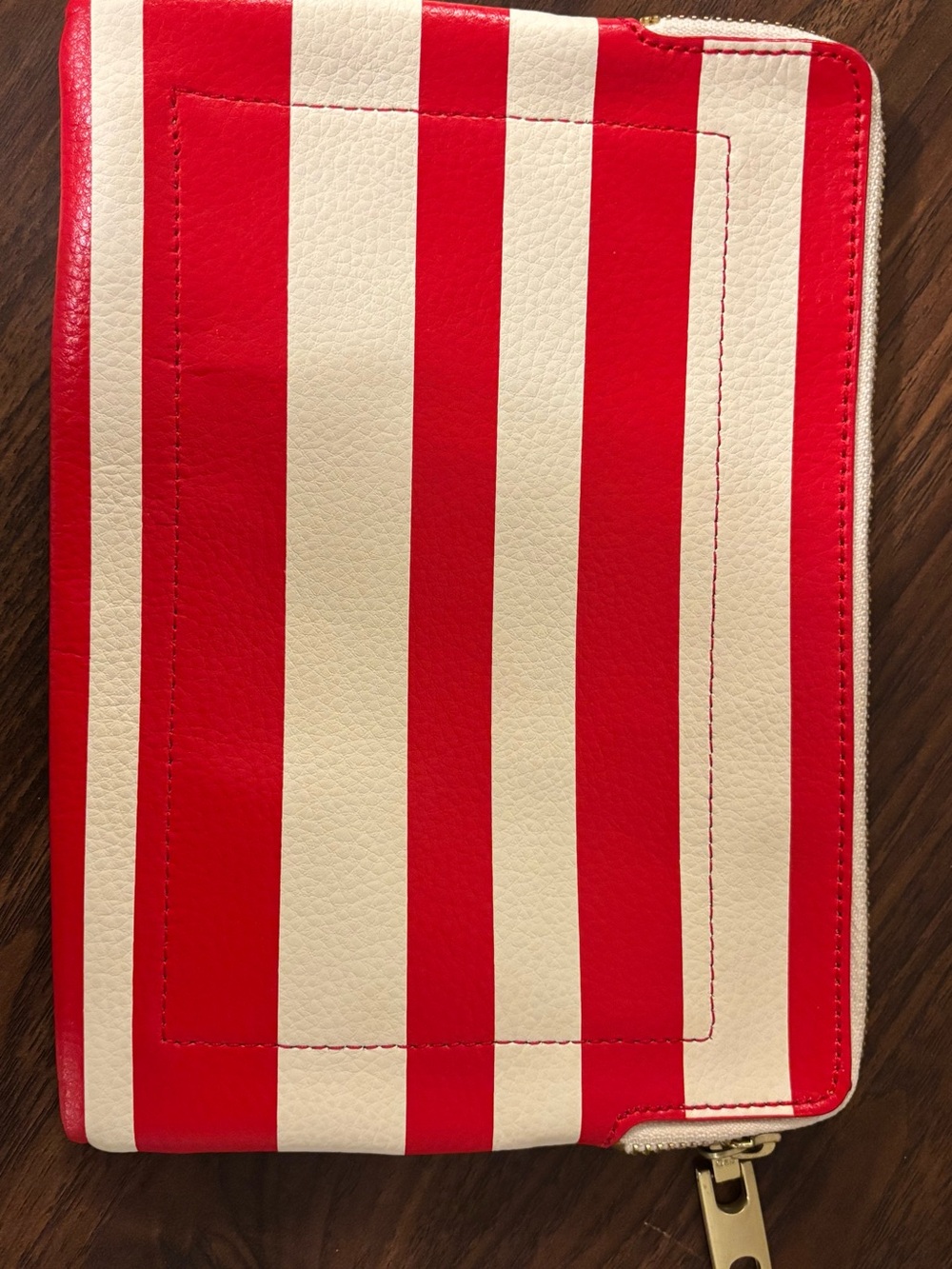 GAP Red and Cream Striped Leather Clutch